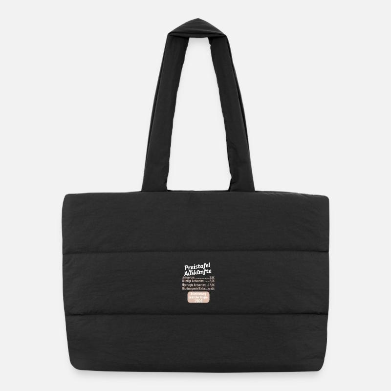 Price list for information work sayings funny Puffer Shopping Bag