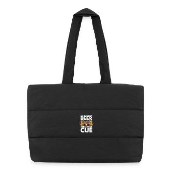 Bière, billard et queue - Sac shopping matelassé - noir - Devant
