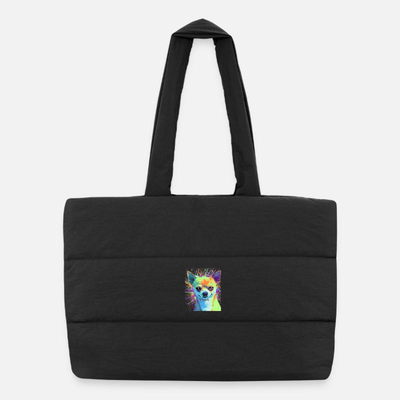 Pop-Art Chihuahua "Do It Bro" Puffer-Einkaufstasche