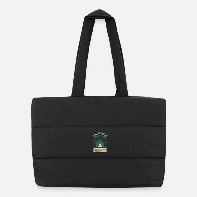 Forest Walk Overthinker Mental Reset Puffer Shopping Bag
