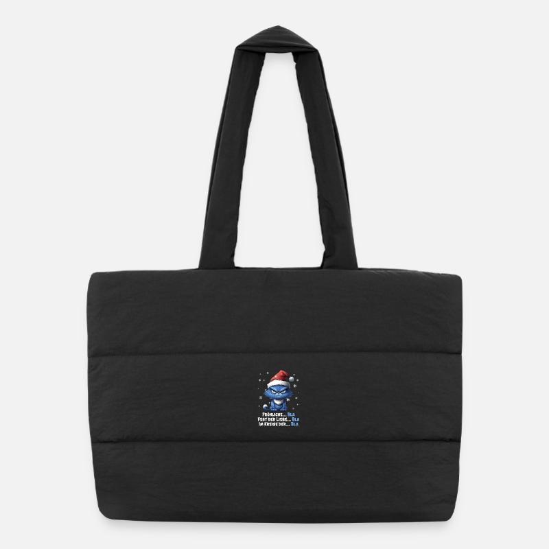 Ich hasse Weihnachten - Grummelige Blaue Katze - Puffer-Einkaufstasche - Schwarz