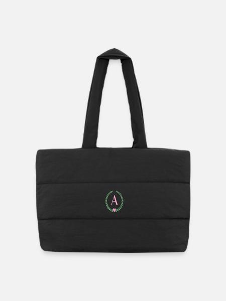 Letter A monogram - Puffer Shopping Bag - black