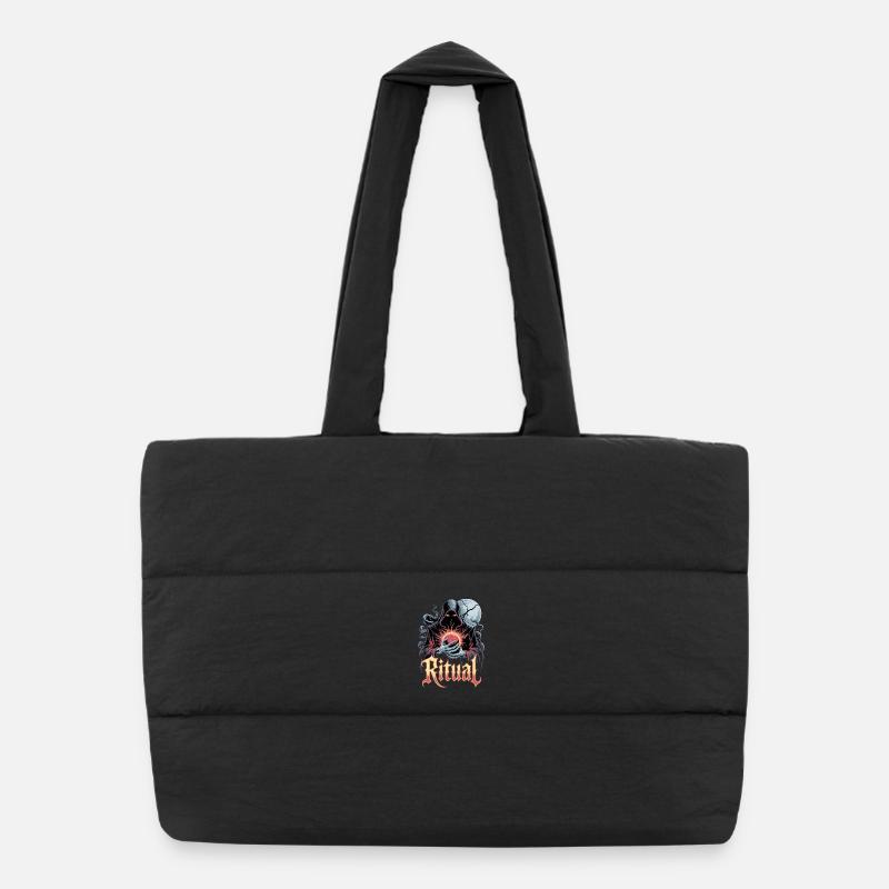 Symbole rituel occulte du magicien noir Pleine Lune Sac shopping matelassé