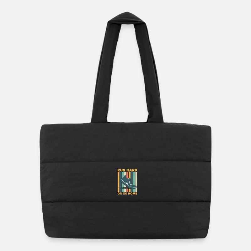 Running Run Hard Or Go Home Marathon Runner Puffer Shopping Bag