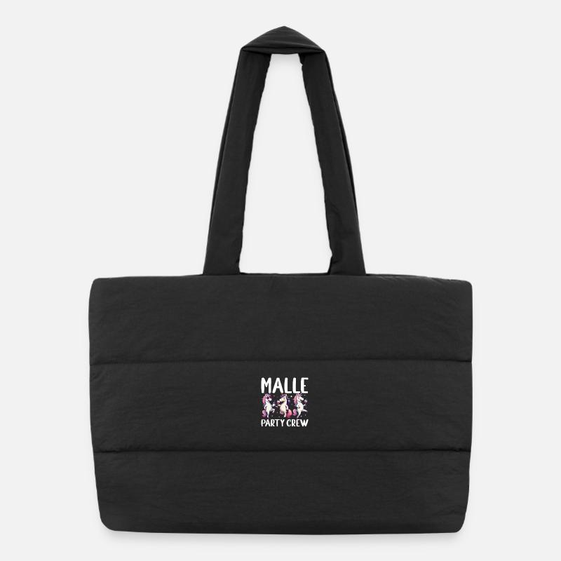 Équipe de la fête de la merle, licorne qui boit Fun à Majorque Sac shopping matelassé