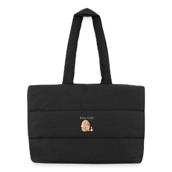 Capybara avec motif de beignet et cozy à café - Sac shopping matelassé - noir - Devant