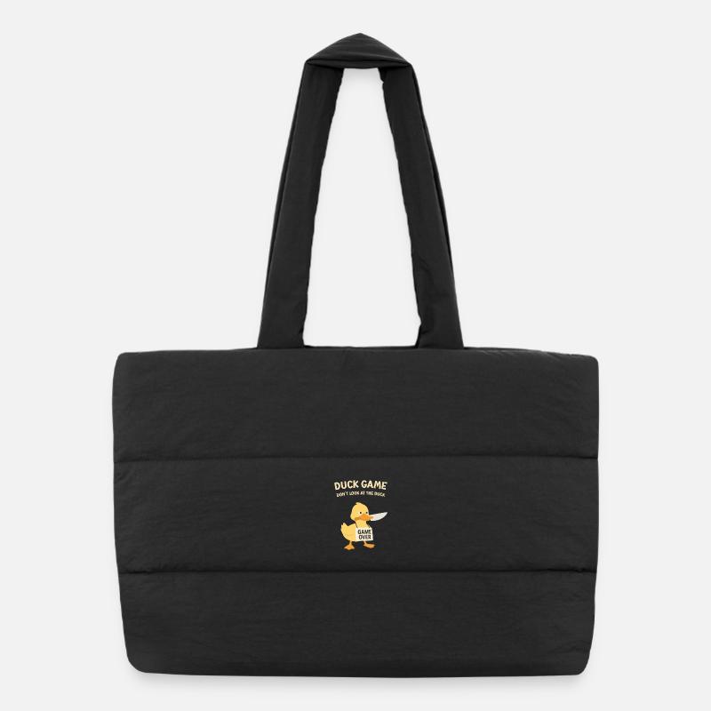 Duck Game Game Over Schild - Puffer-Einkaufstasche - Schwarz
