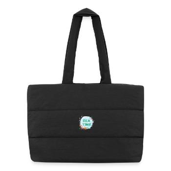 Sea Time Wasserfarben-Design - Puffer-Einkaufstasche - Schwarz - Vorne