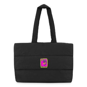 Mardi Gras tanzende Katze - Puffer-Einkaufstasche - Schwarz - Vorne