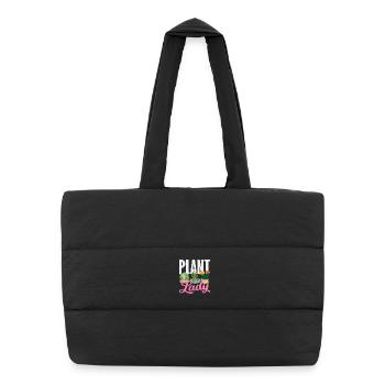 Plant lover planting succulent flower - Puffer Shopping Bag - black - Front