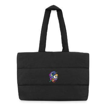 Boules de billard et queue - Sac shopping matelassé - noir - Devant