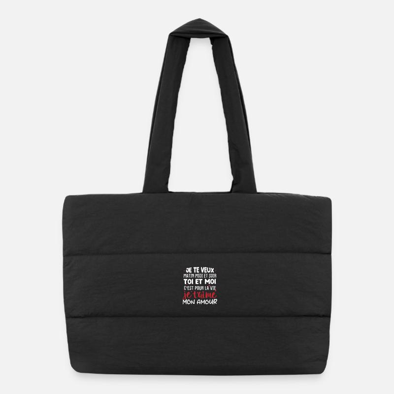 Valentine's Day Love Message - Puffer Shopping Bag - black