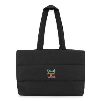 Citation d’assistant social Le soutien est un travail d’équipe social - Sac shopping matelassé - noir - Devant