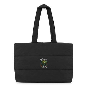 Plat mais en mouvement grâce à la fantaisie de la tortue - Sac shopping matelassé - noir - Devant