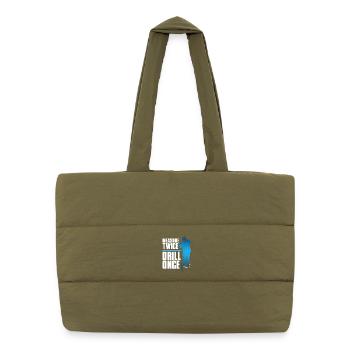 Pêche sur glace : mesure deux fois Drill une fois - Sac shopping matelassé - safari green - Devant