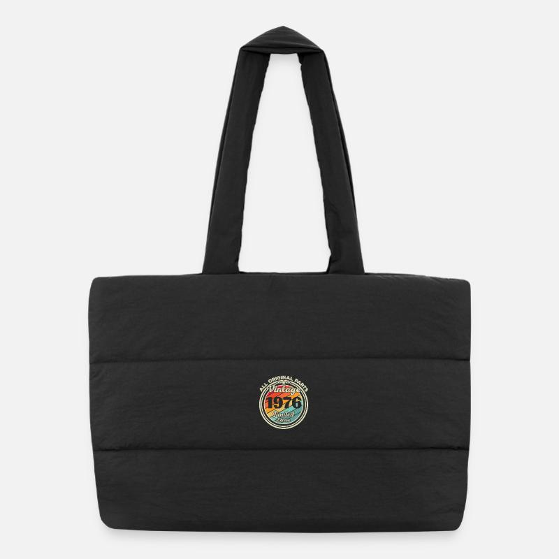 1976 Vintage Retro Geburtstagsgeschenk - Puffer-Einkaufstasche - Schwarz