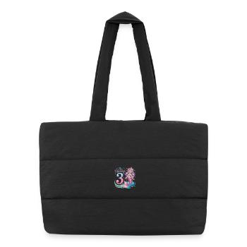 Mermaid 3rd Birthday 3 Years - Puffer Shopping Bag - black - Front