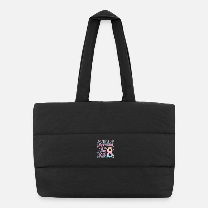 Mermaid 8th Birthday 8 Years Puffer Shopping Bag