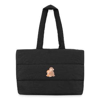 Étreinte entre singe et bébé - Sac shopping matelassé - noir - Devant