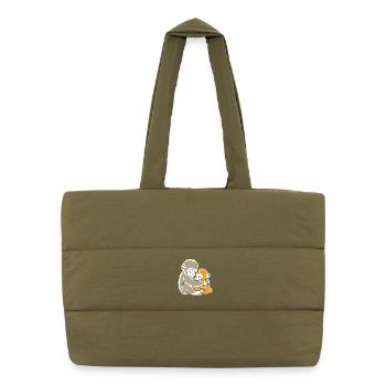 Monkey Hug Duo Illustration - Sac shopping matelassé - safari green - Devant