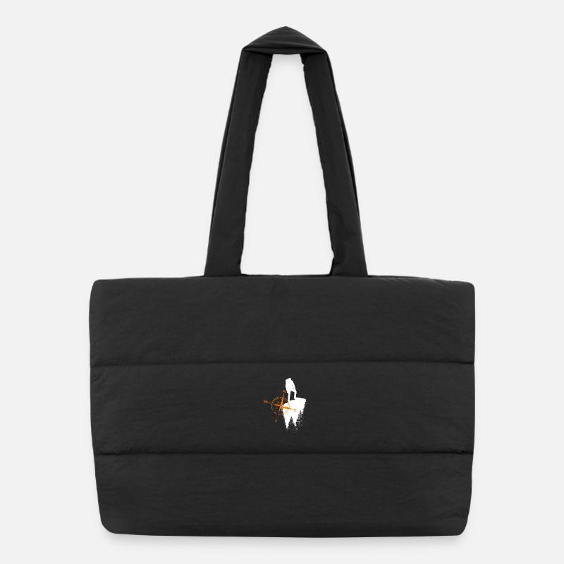 Wanderer motif with a compa - Puffer Shopping Bag - black