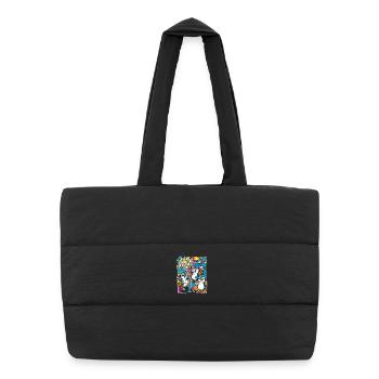 Collage de bandes dessinées Penguin Pop Art - Sac shopping matelassé - noir - Devant