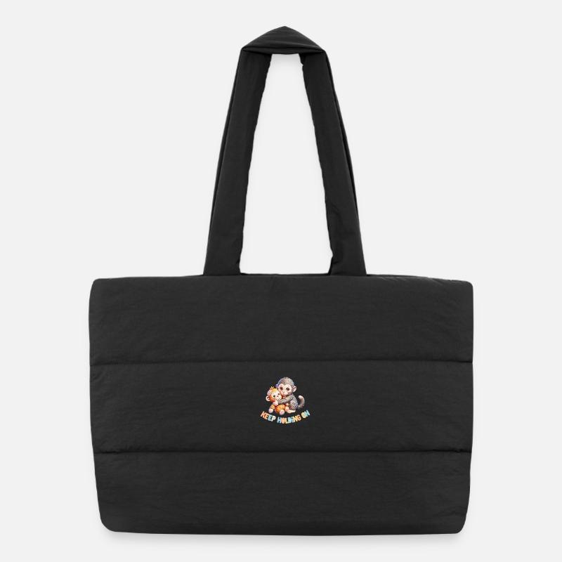 Hugging Monkeys Keep Holding Puffer Shopping Bag