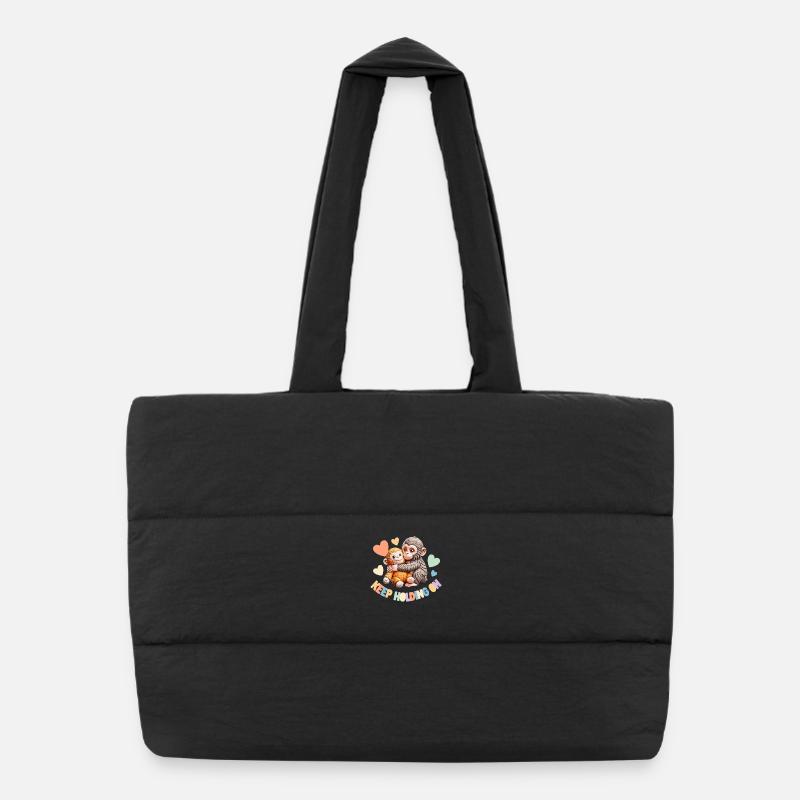 Keep Holding On: Hugging Monkeys Puffer Shopping Bag