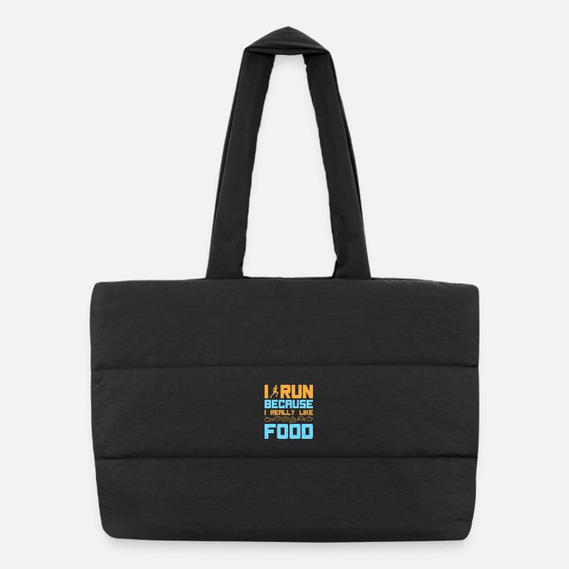 Running I Run I Like Food Marathon Runner Puffer-Einkaufstasche