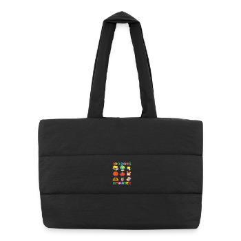 100 Days Smart School Icons Design - Puffer Shopping Bag - black - Front