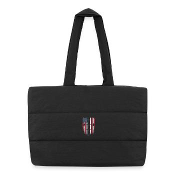 Jet Fighter USA Flag – Pilot Airplane - Puffer Shopping Bag - black - Front