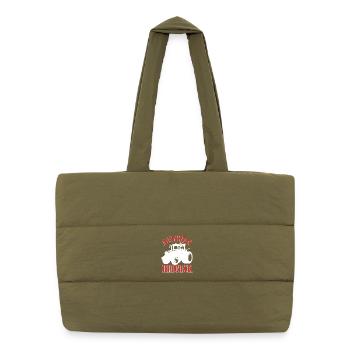 Austrian Redneck – Alpine style with tractor and beer - Puffer Shopping Bag - safari green - Front