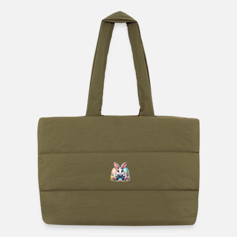 Easter bunny gaming Puffer Shopping Bag
