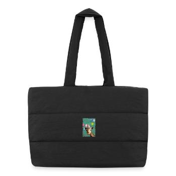 Animals Zoo Party Jungle Zoo Birthday Giraffe - Puffer Shopping Bag - black - Front