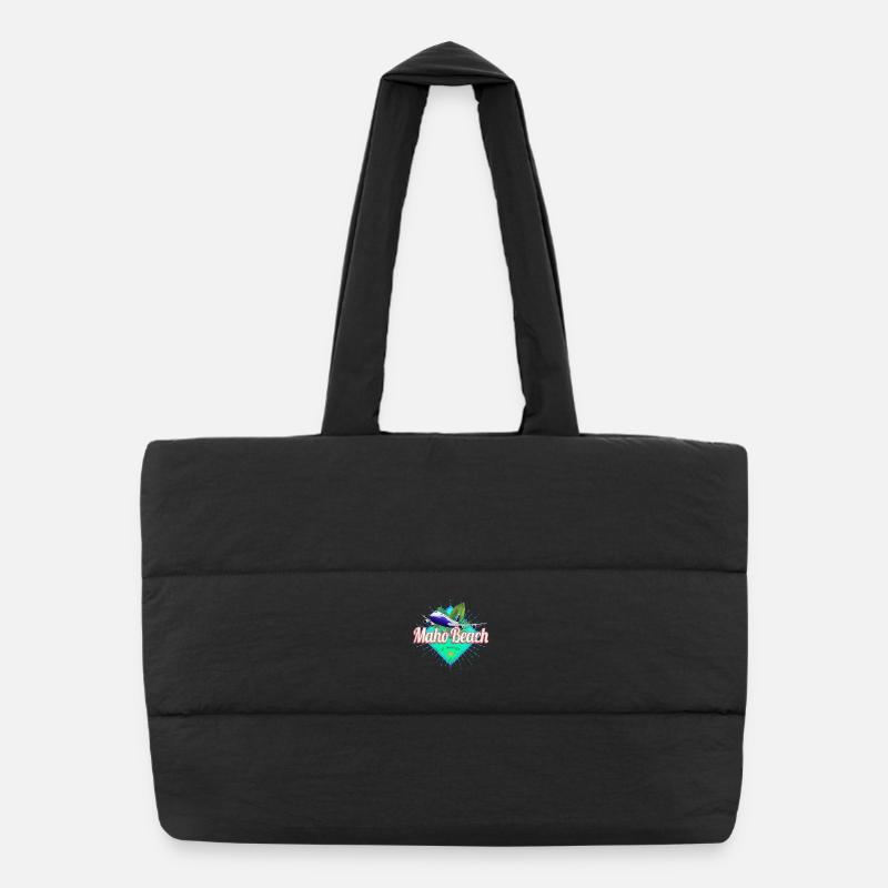 St. Maarten Airplane Caribbean Vintage Souvenir Puffer Shopping Bag