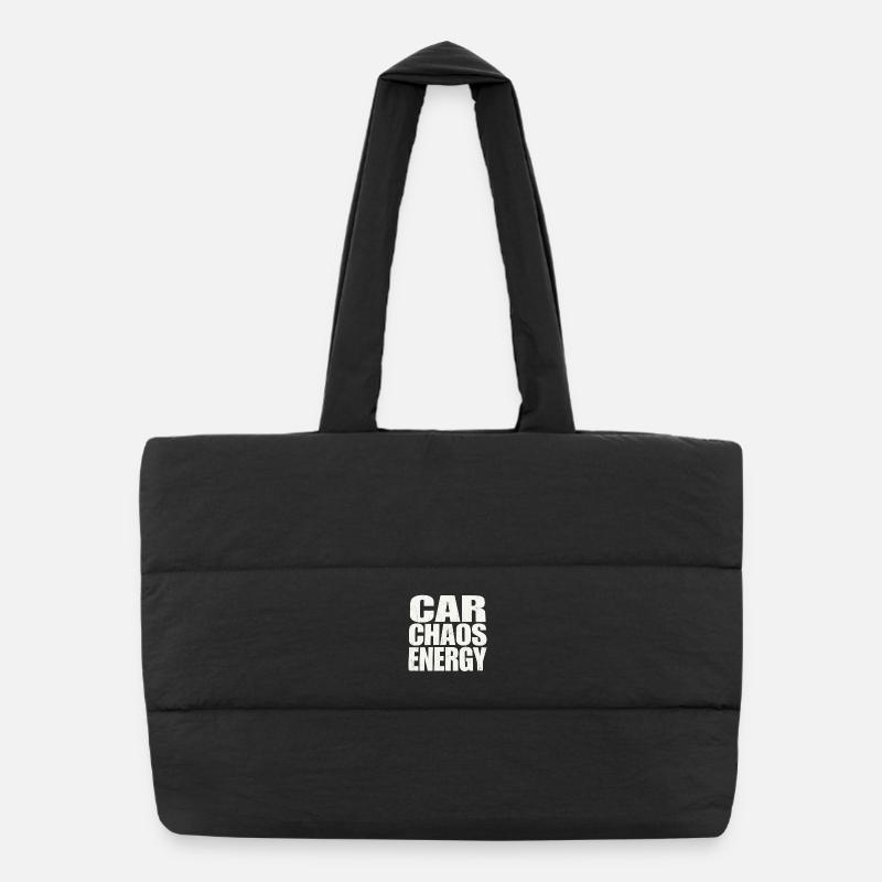 Car Chaos Energy Typography Puffer Shopping Bag