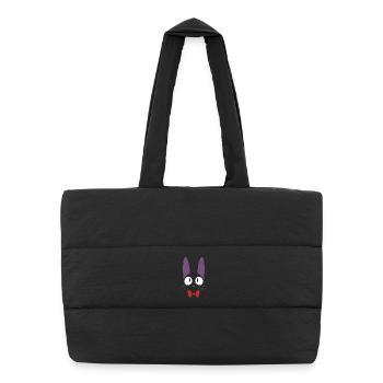 Cute black Jiji cat with red bow tie - Puffer Shopping Bag - black - Front