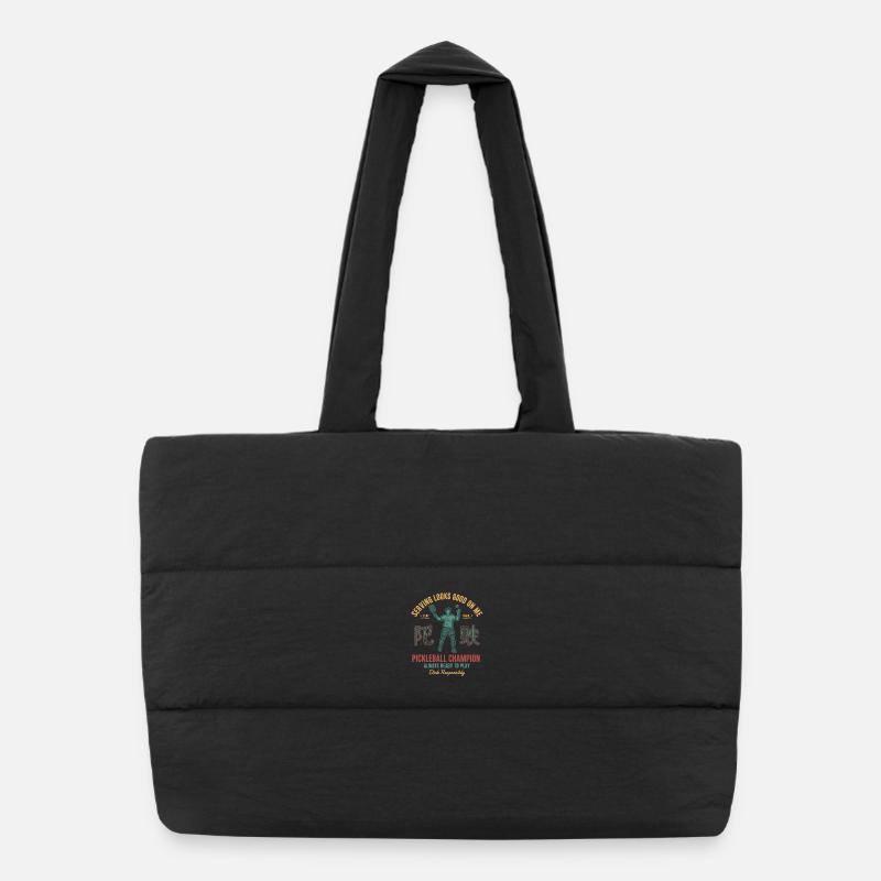 Pickleball Player Serving Looks Good On Me Love Puffer Shopping Bag