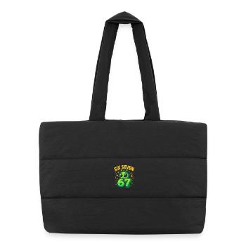 Six Seven 67 Italian Brainrot Alien Humor Funny - Puffer Shopping Bag - black - Front