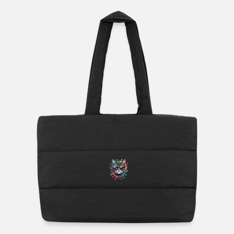 Bunte Katze Wasserfarben Spritzer Graffiti Puffer-Einkaufstasche