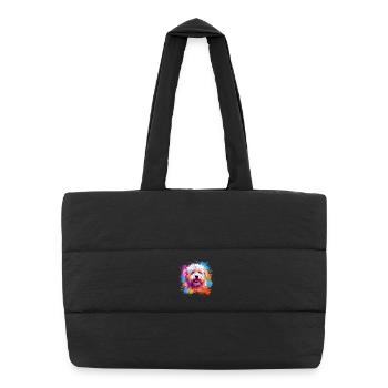 Colorful Dog Splash Art Bichon Fris - Puffer Shopping Bag - black - Front