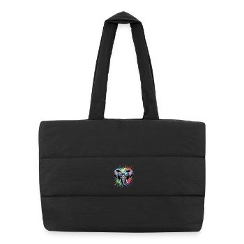 Colorful Elephant Watercolor Splash - Puffer Shopping Bag - black - Front
