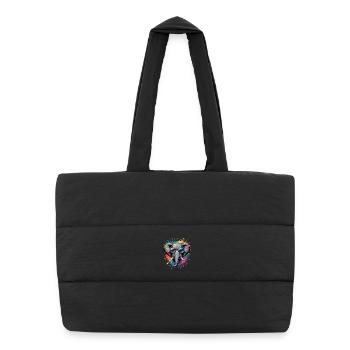 Colorful Elephant Watercolor Splash - Puffer Shopping Bag - black - Front