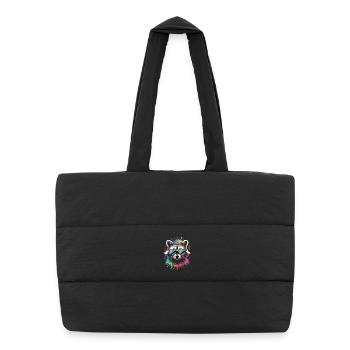 Raccoon Color Explosion - Puffer Shopping Bag - black - Front
