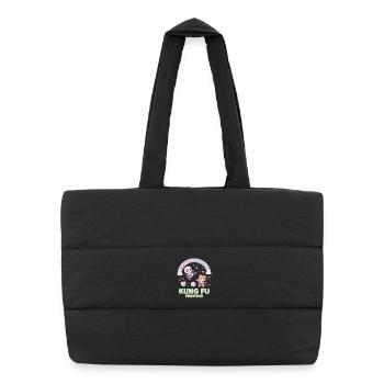 Kawaii Panda Tiger Kung Fu Fighting Pastell - Puffer-Einkaufstasche - Schwarz - Vorne