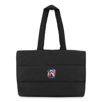 Colorful Pitbull Splash Art Dog - Puffer Shopping Bag - black - Front