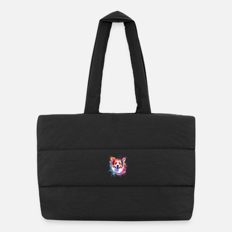 Art éclaboussant coloré de chien en corgi gallois de Pembroke Sac shopping matelassé