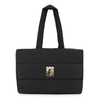 Marmotte au cœur des fleurs champêtres - Sac shopping matelassé - noir - Devant