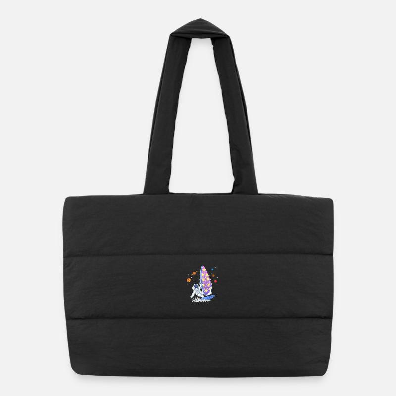 Space Windsurfing Astronaut Galaxy Stars Surfer Puffer Shopping Bag