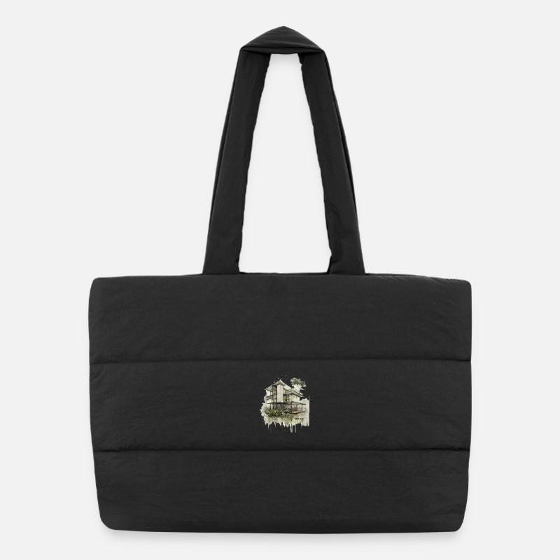 Urban Jungle Modern House - Puffer Shopping Bag - black
